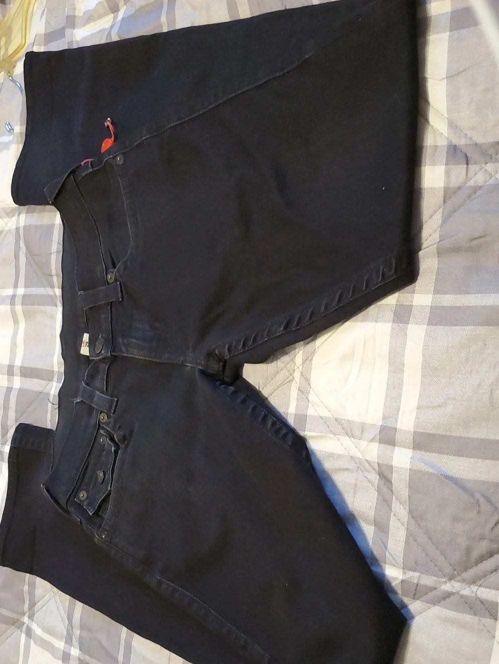 True Religion Men's Straight Jeans in Black with Red Accent